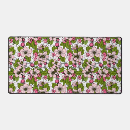 Apple-bloesem op wit bureaumat (Voorkant)