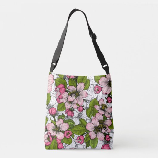 Apple-bloesem op wit crossbody tas (Achterkant)