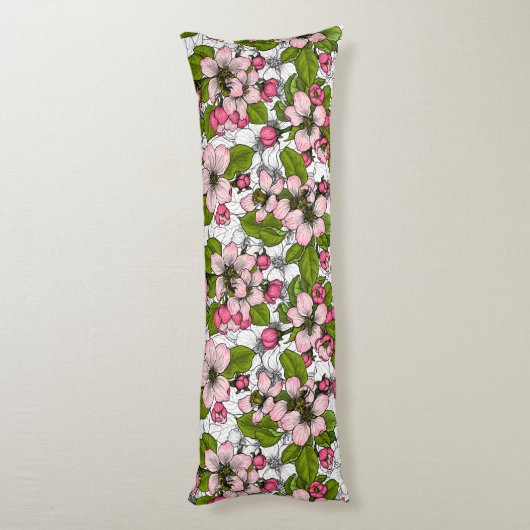 Apple-bloesem op wit lichaamskussen (Achterkant (Verticaal))