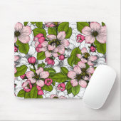 Apple-bloesem op wit muismat (Met muis)
