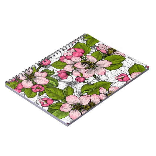 Apple-bloesem op wit notitieboek (Linkerzijde)