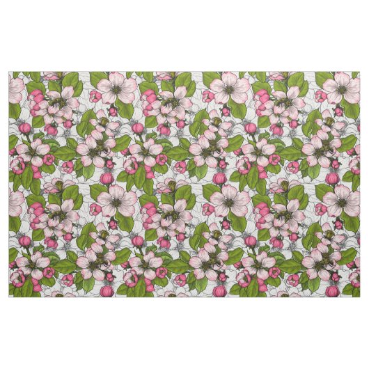 Apple-bloesem op wit stof (Fat Quarter)