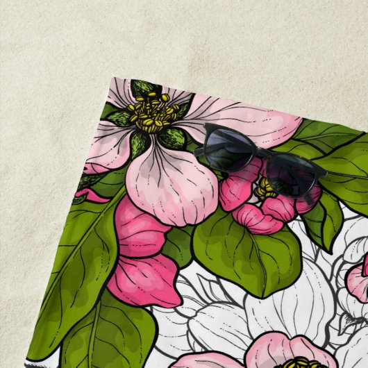 Apple-bloesem op wit strandlaken (In situ)