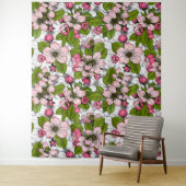 Apple-bloesem op wit wandkleed (In situ)