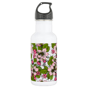 Apple-bloesem op wit waterfles 