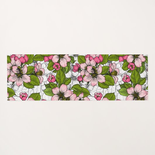 Apple-bloesem op wit yogamat (Achterkant (horizontaal))