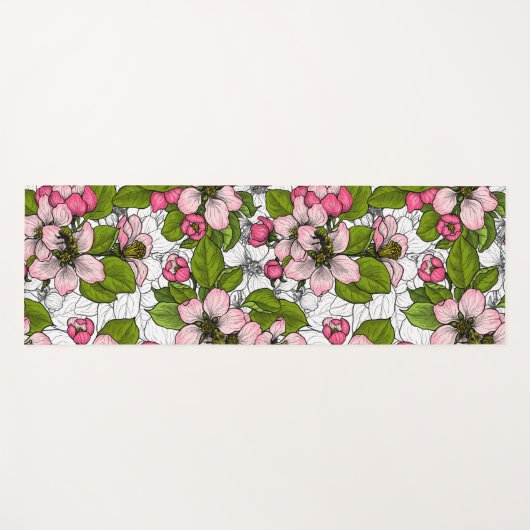 Apple-bloesem op wit yogamat (Voorkant (horizontaal))