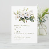 Apple bloesems witte bloemen illustratie bruiloft kaart (Staand voorkant)