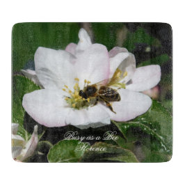 Apple Blossom & Bee Macro Photo | Cutting Board Snijplank