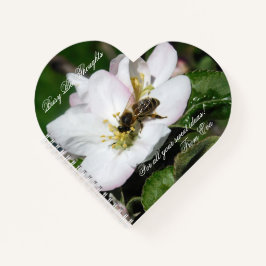 Apple Blossom & Bee Macro Photo | Heart Notebook Notitieboek