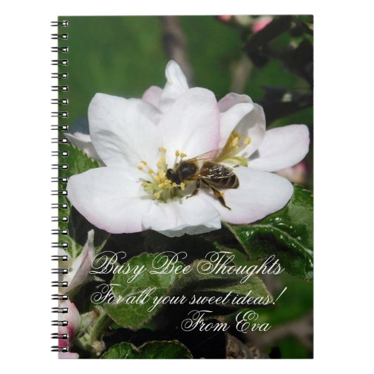Apple Blossom & Bee Macro Photo | Personalized Nam Notitieboek (Voorkant)