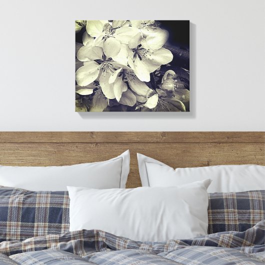Apple Blossom Black en White Canvas Afdruk (Insitu (Slaapkamer))