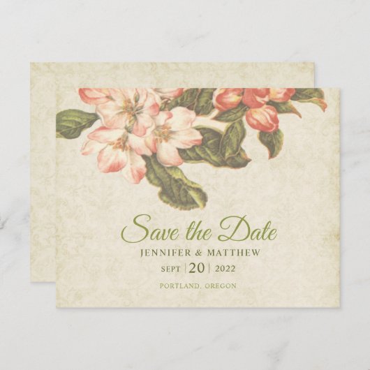 Apple Blossom Bruiloft Save the Date Kaart (Voorkant / Achterkant)