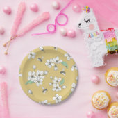 Apple Blossom Bumble Bee Satin Gold Party Papieren Bordje (Feest)