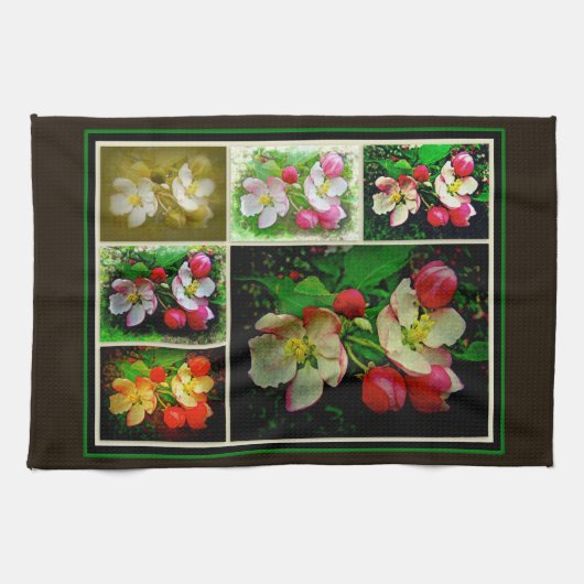 Apple Blossom Collage - Enhanced Digital Photo Theedoek (Horizontaal)