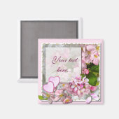 Apple Blossom en Hearts voegen je eigen tekst toe Magneet (Voorkant / Achterkant)