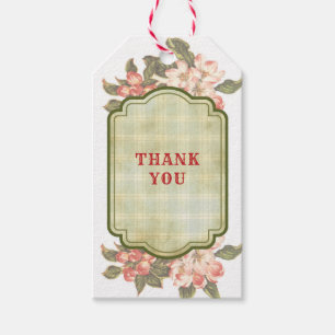 Apple Blossom en Plaid Gift Label Cadeaulabel