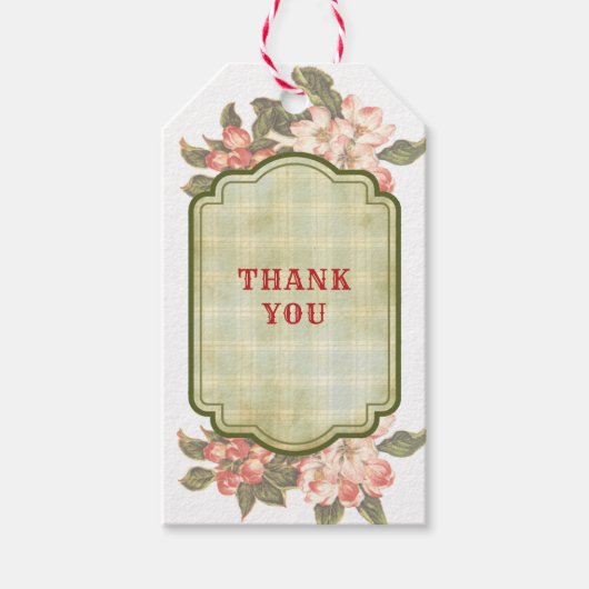  Apple Blossom en Plaid Gift Label Cadeaulabel (Voorkant)