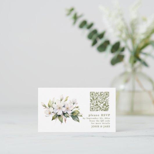 Apple Blossom flower RSVP QR Code Behuizing Kaart (Staand voorkant)