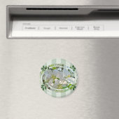 Apple Blossom & Green Stripes Magnet (Insitu (Vaatwasser))