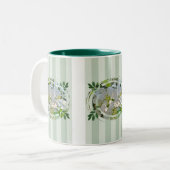 Apple Blossom & Green Stripes Mok (Voorkant links)