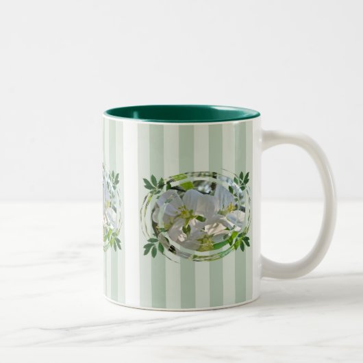 Apple Blossom & Green Stripes Mok (Rechts)