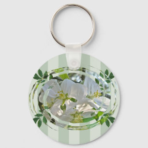 Apple Blossom Green Stripes Sleutelhanger