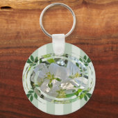Apple Blossom Green Stripes Sleutelhanger (Voorkant)