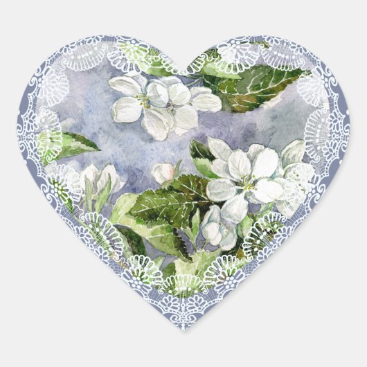 Apple blossom hart sticker (Voorkant)