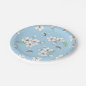 Apple Blossom Honey Bee Blue Papieren Bordje (Gekanteld)