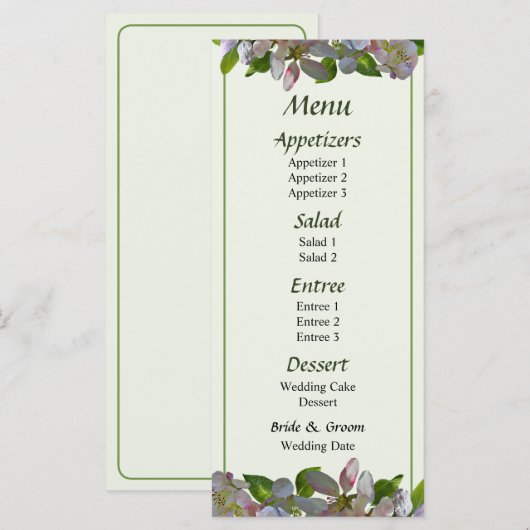 Apple Blossom Menu... Menu (Voorkant / Achterkant)
