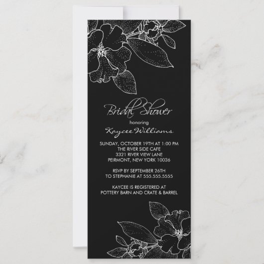 Apple Blossom op Black Bridal Shower Invitation Kaart (Voorkant)