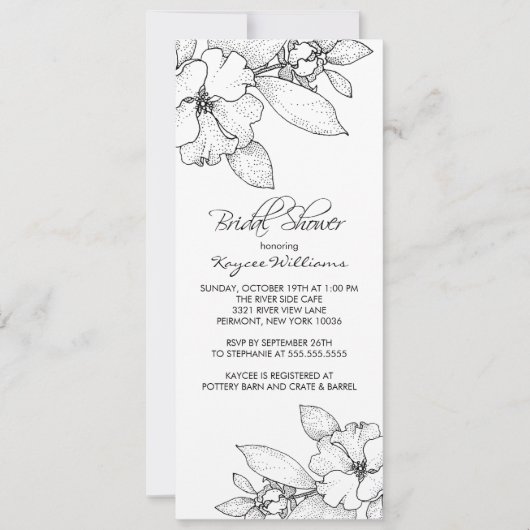 Apple Blossom op Black Bridal Shower Invitation Kaart (Voorkant)