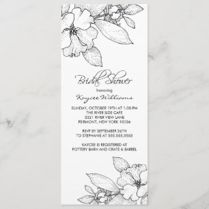 Apple Blossom op Black Bridal Shower Invitation Kaart