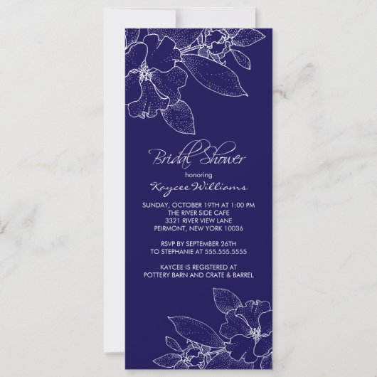 Apple Blossom op Blue Bridal Shower Invitation Kaart (Voorkant)