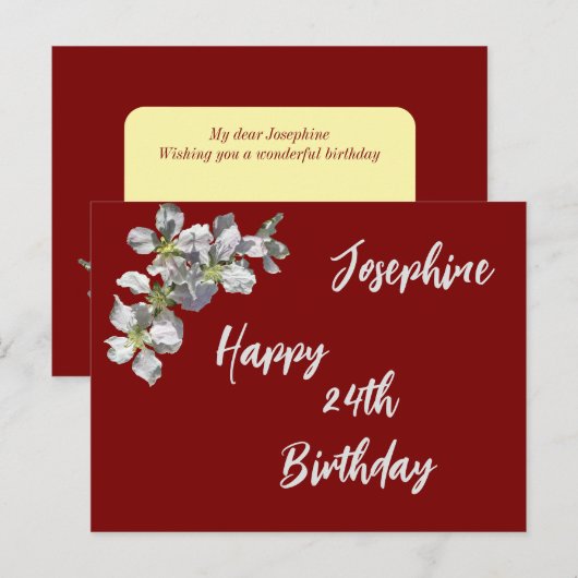 Apple Blossom op Deep Red genoemd en verjaardag Briefkaart (Voorkant / Achterkant)