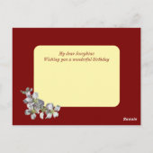 Apple Blossom op Deep Red genoemd en verjaardag Briefkaart (Achterkant)