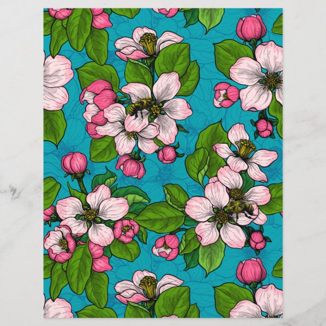 Apple blossom op turquoise (Voorkant)