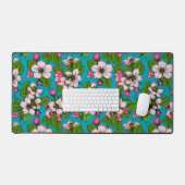 Apple blossom op turquoise bureaumat (Keyboard & Muis)