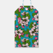 Apple blossom op turquoise cadeaulabel (Voorkant)