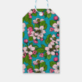 Apple blossom op turquoise cadeaulabel (Achterkant)