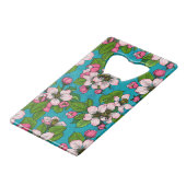 Apple blossom op turquoise creditkaart flessenopener (Voorkant Gekanteld)
