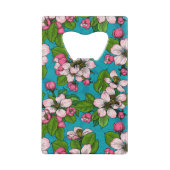 Apple blossom op turquoise creditkaart flessenopener (Achterkant)