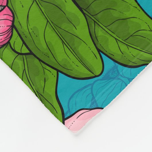 Apple blossom op turquoise fleece deken (Hoek)