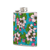 Apple blossom op turquoise heupfles (Links)