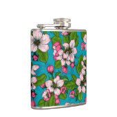 Apple blossom op turquoise heupfles (Rechts)