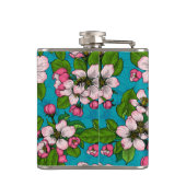 Apple blossom op turquoise heupfles (Achterkant)
