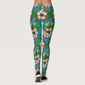 Apple blossom op turquoise leggings (Achterkant)