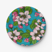 Apple blossom op turquoise papieren bordje (Voorkant)