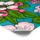 Apple blossom op turquoise poster (Hoek)